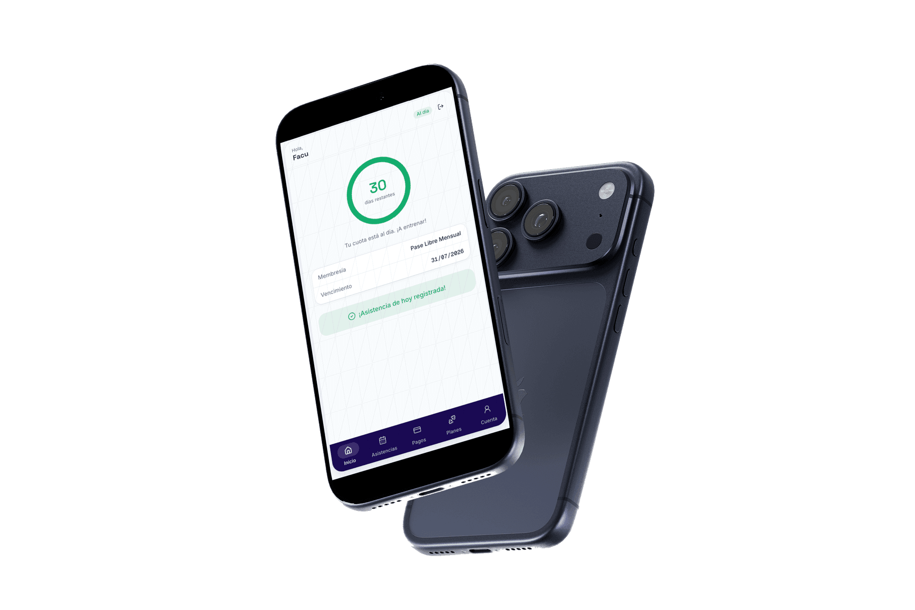Portal del socio de CodeGym en un iPhone: cuota al día y asistencia registrada